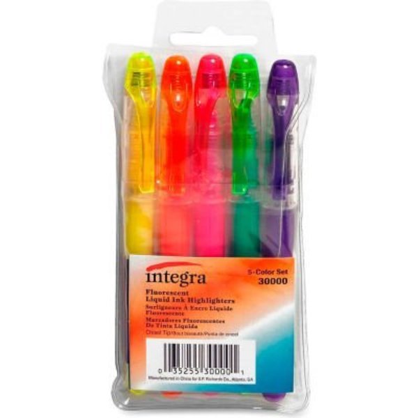 Integra Integra„¢ Liquid Highlighter, Chisel Tip, Assorted Ink, 5/Set 30000